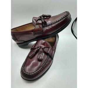 Johnston & Murphy Tassel Loafers Burgundy/Brown Leather Mens 9.5 M Made In Mexic